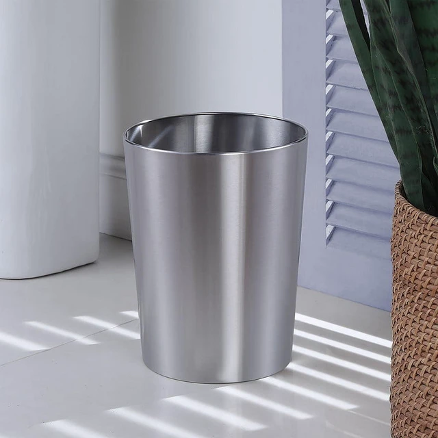 Alt view image 3 of 5 - Mainstays 2.2Gal Brushed Nickel Metal Bathroom Wastebasket