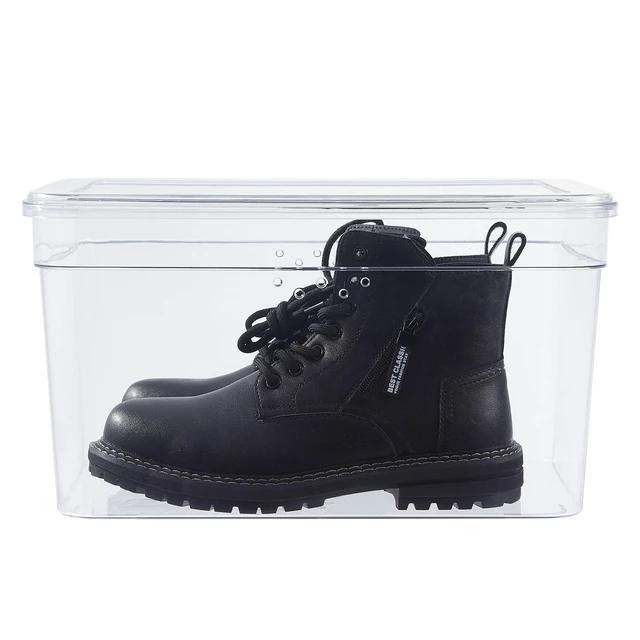 Alt view image 2 of 6 - Mainstays Extra Tall Clear Glossy Plastic Shoe Box with Lid