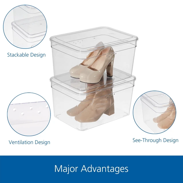 Alt view image 3 of 6 - Mainstays Extra Tall Clear Glossy Plastic Shoe Box with Lid