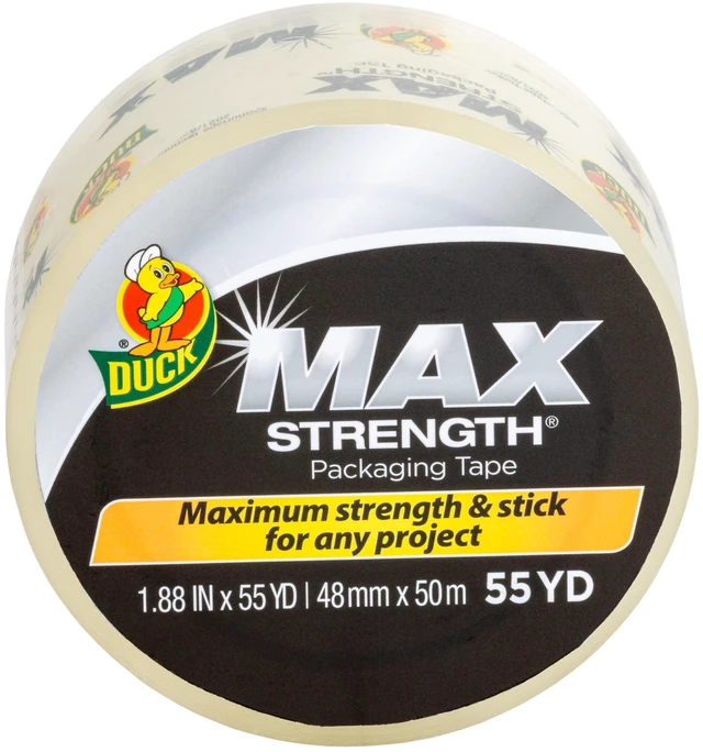 Main image of Duck Max Strength Packing Tape, 1.88in x 55yd, Clear, 1 Refill Roll