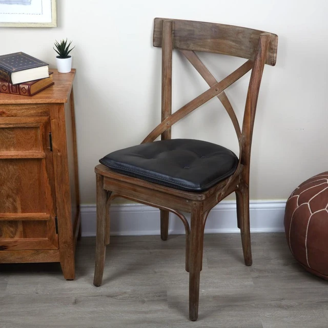 Alt view image 4 of 5 - Gripper Non Slip 15" x 16" Faux Leather Black Chair Cushion