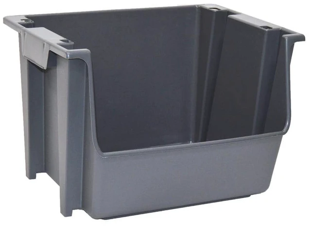 Main image of Mighty Tuff Garage Stacking Storage Bin, Plastic, Gray