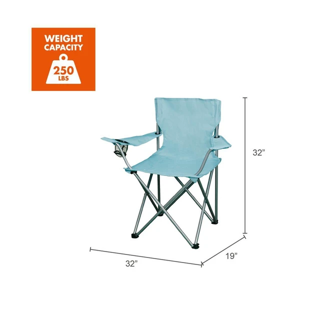 Alt view image 7 of 7 - Ozark Trail Quad Folding Camp Chair with Mesh Cup Holder and Carry Bag, Vintage Blue