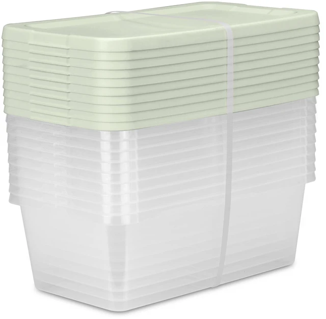 Main image of Sterilite 6 Quart Storage Boxes, Set of 10, Clear Plastic Storage Bin with Snap-on Lid, Light Green