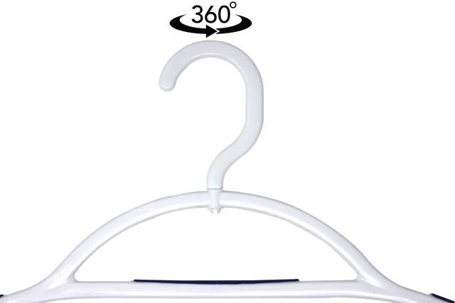 Alt view image 4 of 6 - Mainstays Non-Slip Plastic Swivel Neck Clothing Hangers, 5 Count, White & Blue, Adult