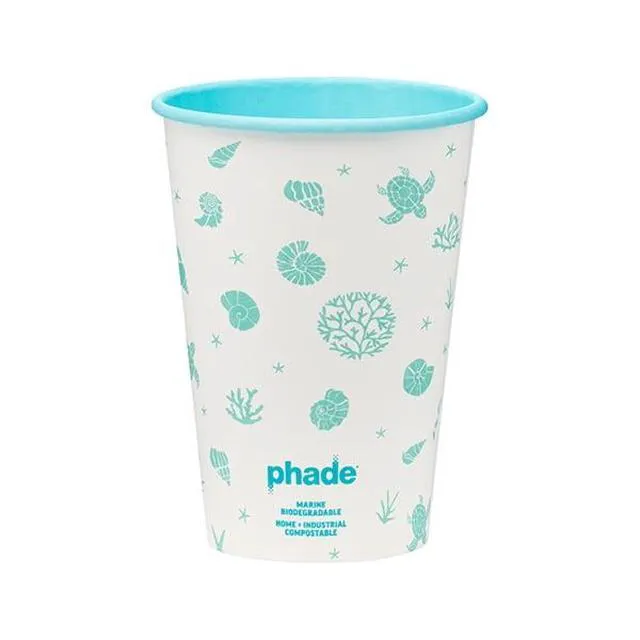 Alt view image 4 of 5 - Phade 16 oz Compostable Paper Hot Cups with Lids, 10 Count, Sealife Design