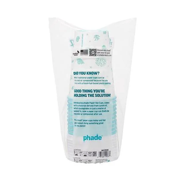 Alt view image 5 of 5 - Phade 16 oz Compostable Paper Hot Cups with Lids, 10 Count, Sealife Design