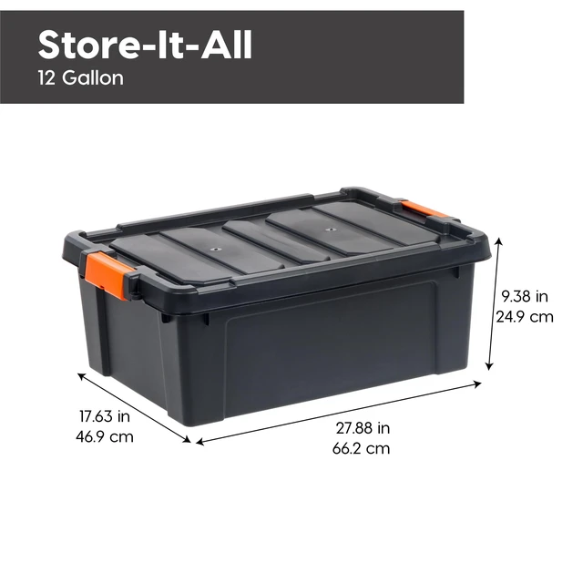 Alt view image 2 of 6 - IRIS 12Gal. Heavy Duty Plastic Storage Bins with Lids, Latching Totes