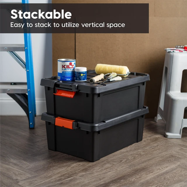 Alt view image 4 of 6 - IRIS 12Gal. Heavy Duty Plastic Storage Bins with Lids, Latching Totes
