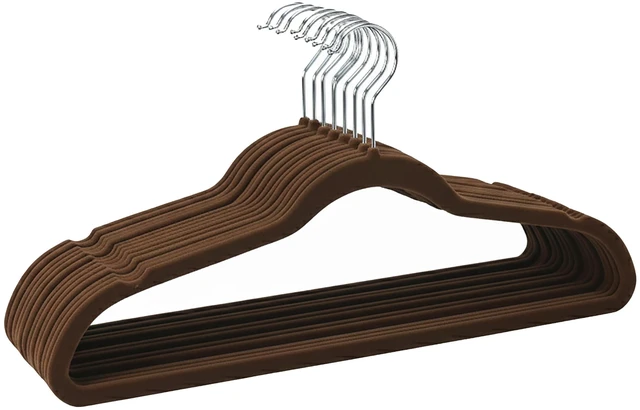 Main image of 25 Pack Simplify Slim Velvet Suit Hangers in Brown