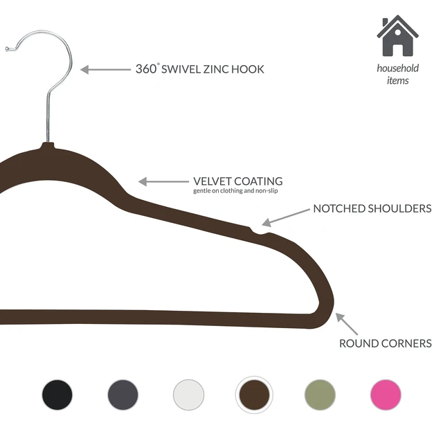Alt view image 4 of 5 - 25 Pack Simplify Slim Velvet Suit Hangers in Brown