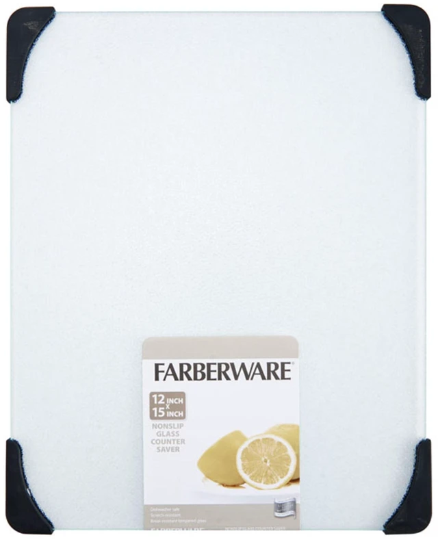 Alt view image 5 of 5 - 12-inch x 15-inch Farberware Glass Cutting Board with Black Non-Slip Corners