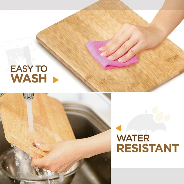 Alt view image 5 of 6 - Bamboo Cutting Board Set of 3, Knife Friendly Wood Chopping Board for Meat, Vegetables, Fruits, Cheese, Serving Tray with Handles