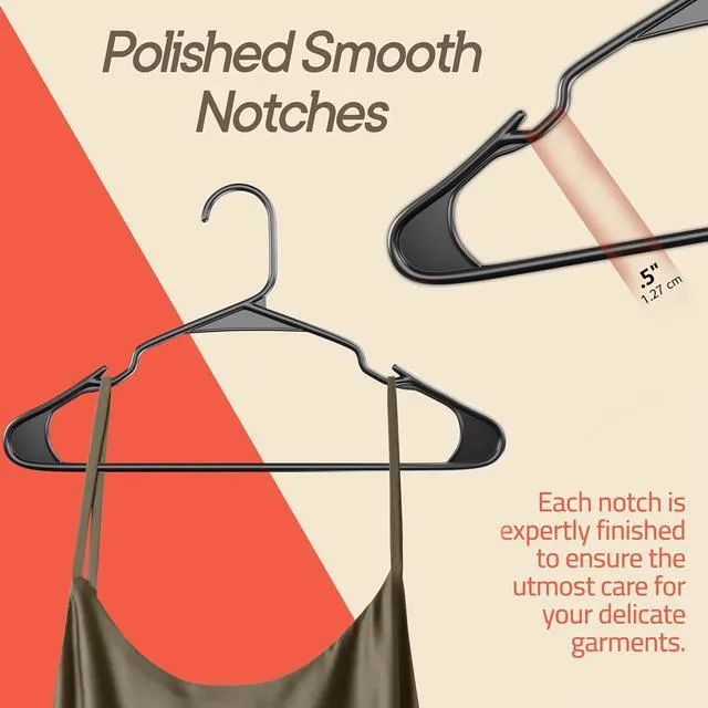 Alt view image 2 of 6 - Gray Plastic Hangers 10 Pack - Heavy-Duty Slim Space-Saving Durable Lightweight PP Hangers with Non-Slip Shoulder Notches for Slip Dresses, Suits, Jackets & Camisoles