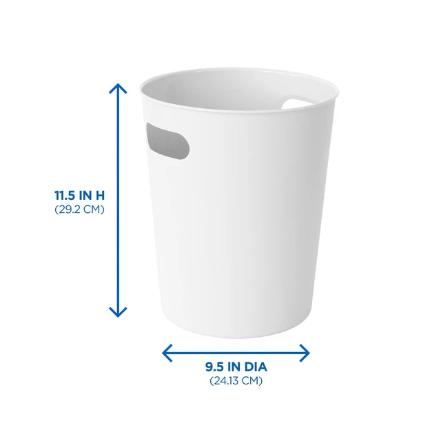 Alt view image 3 of 5 - Mainstays 2.64gal Basic Plastic Wastebasket with Cut-Out Handles, White