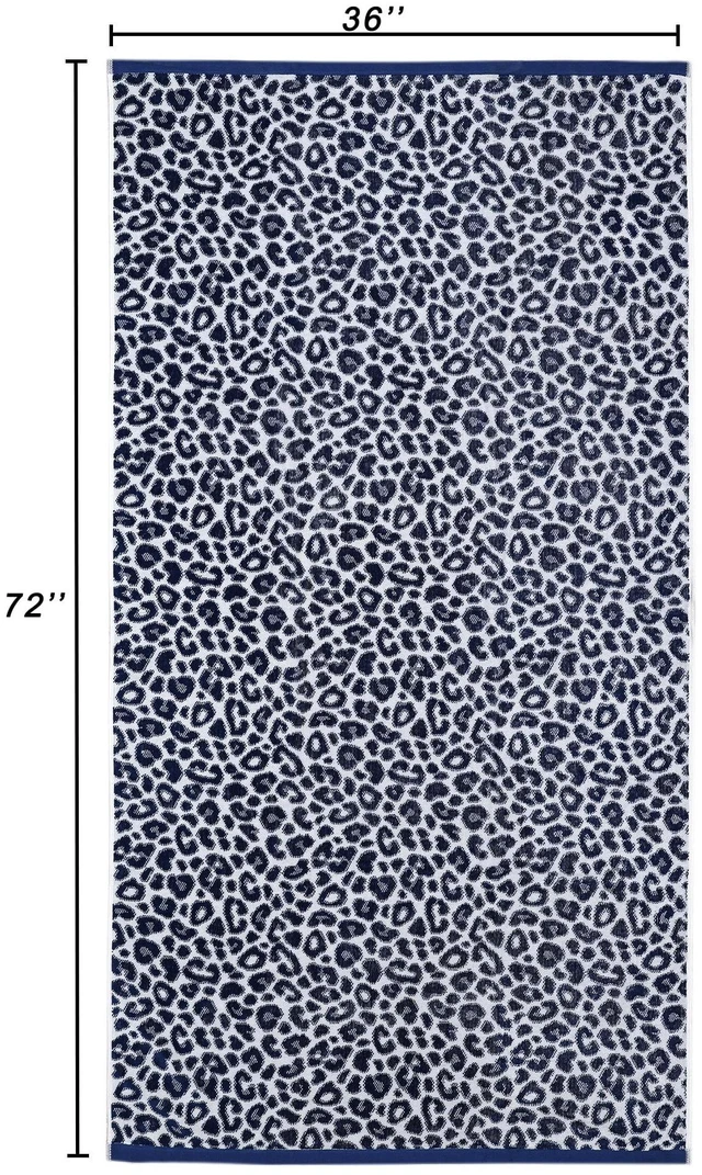 Alt view image 3 of 5 - Mainstays Beach Collection Beach Towel, 36x72in, Leopard Blue