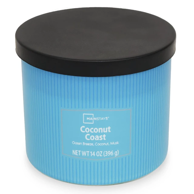 Alt view image 5 of 6 - Mainstays 3-Wick Textured Wrapped Candle, Coconut Coast Fragrance, 14 oz