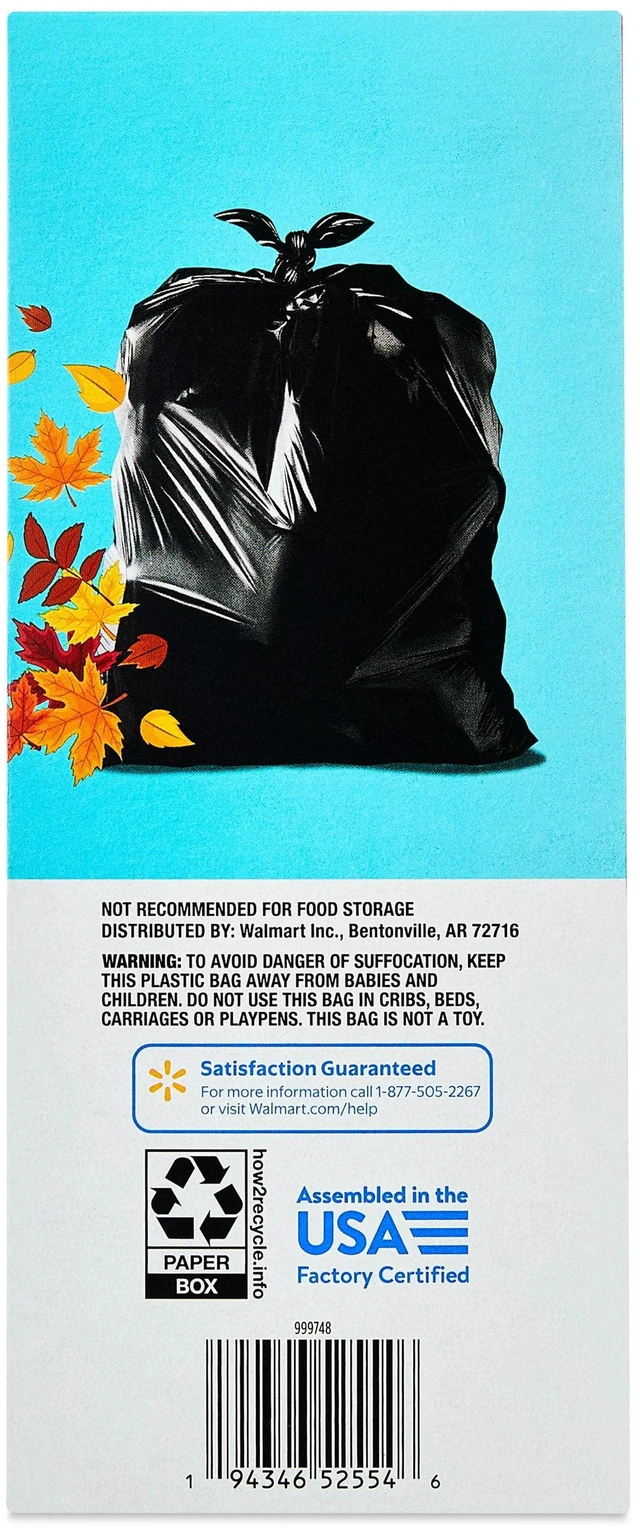 Alt view image 6 of 6 - 39 Gallon Great Value Lawn & Leaf Flap Tie Bags, 20 Bags