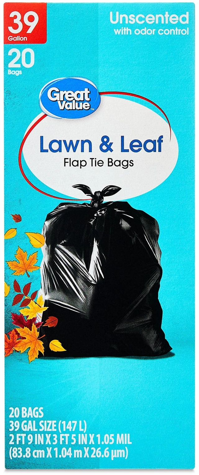 Alt view image 2 of 6 - 39 Gallon Great Value Lawn & Leaf Flap Tie Bags, 20 Bags