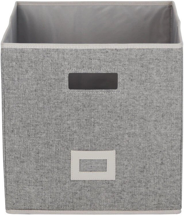 Main image of Better Homes & Gardens Cube Storage Bin with Handles, 12.75in x 15in x 12.75in, Gray Polyester