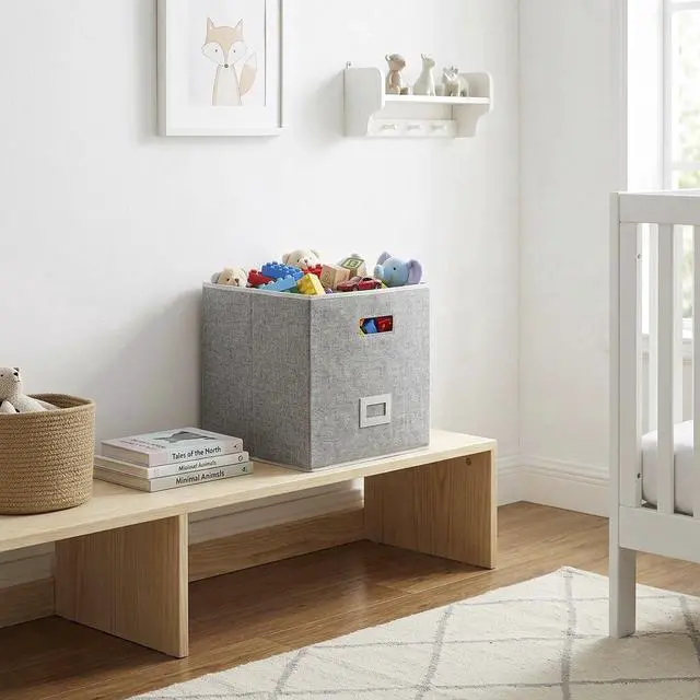 Alt view image 3 of 6 - Better Homes & Gardens Cube Storage Bin with Handles, 12.75in x 15in x 12.75in, Gray Polyester