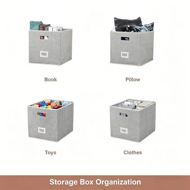 Alt view image 5 of 6 - Better Homes & Gardens Cube Storage Bin with Handles, 12.75in x 15in x 12.75in, Gray Polyester