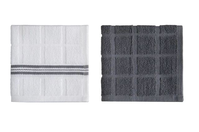 Alt view image 6 of 6 - Mainstays 4 Pack Cotton Dishcloths, 12" x 12", Gray & White Stripe
