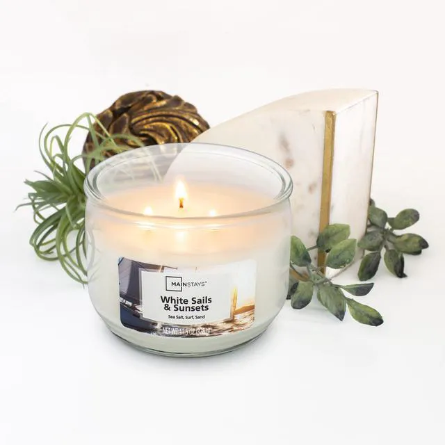 Alt view image 5 of 5 - Mainstays 3-Wick White Sails & Sunsets Candle, 11.5 oz Glass Jar