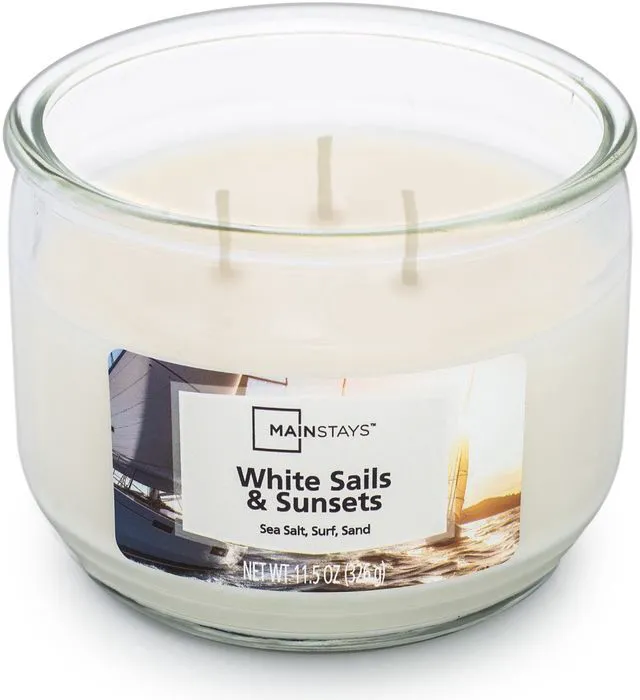 Alt view image 2 of 5 - Mainstays 3-Wick White Sails & Sunsets Candle, 11.5 oz Glass Jar