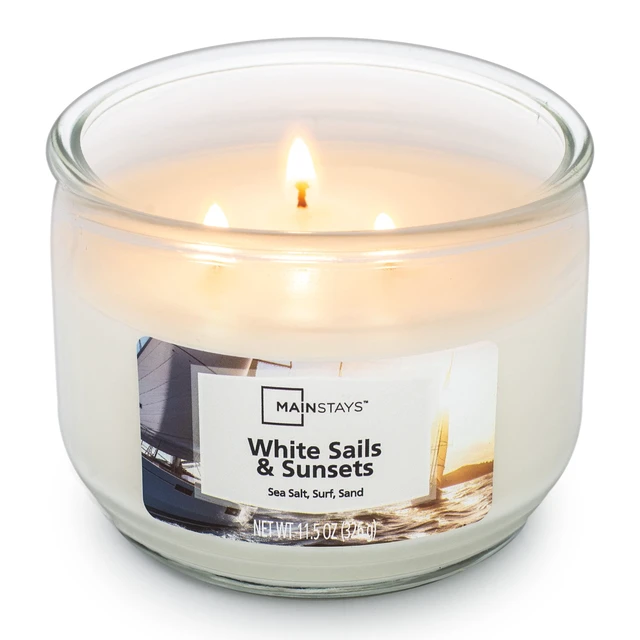 Alt view image 3 of 5 - Mainstays 3-Wick White Sails & Sunsets Candle, 11.5 oz Glass Jar