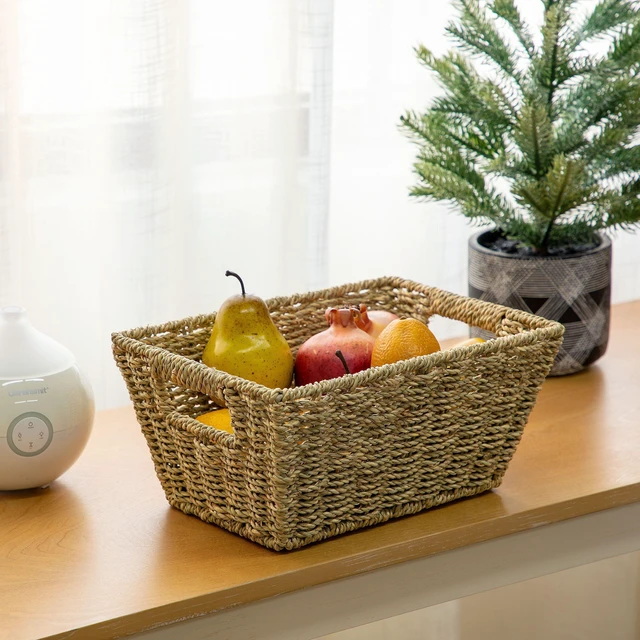 Alt view image 3 of 6 - Mainstays Handwoven Seagrass Rectangle Basket, Natural