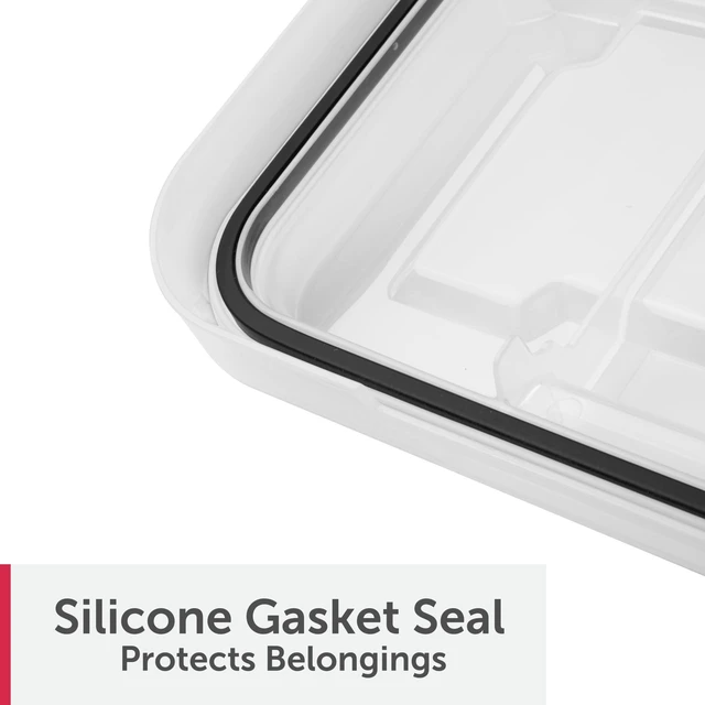 Alt view image 5 of 6 - Sterilite Small Gasket Tote, 5 Gallon IP68 Waterproof Plastic Storage Bin with Lid, Gasket Seal and Durable Latches, Black