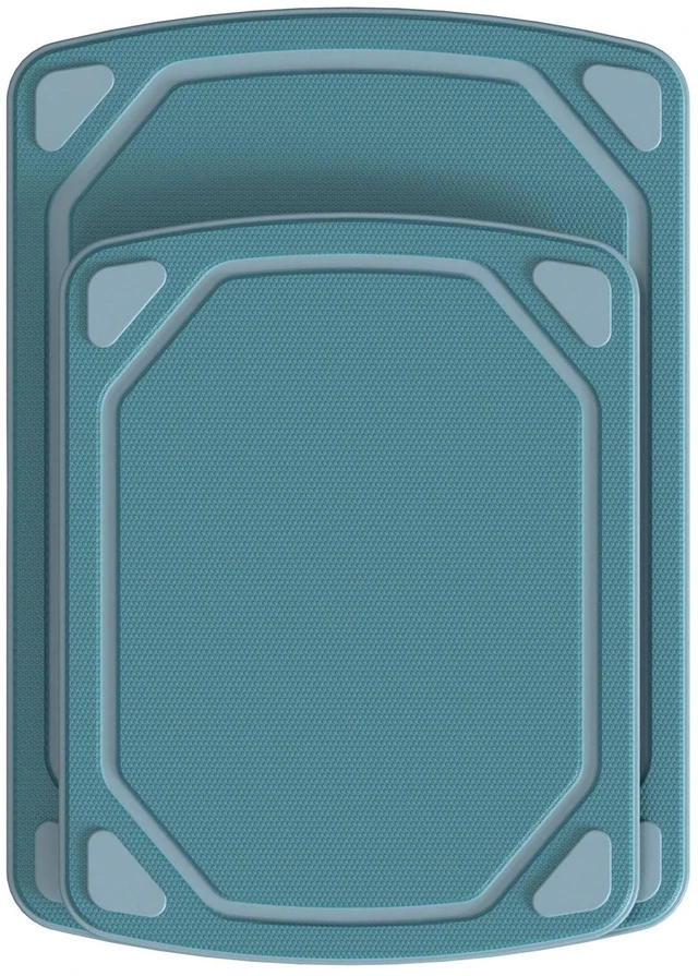 Main image of Mainstays 2-Piece Non-Slip Recycled Poly Cutting Board, 8.5" x 11" and 10" x 14", Blue