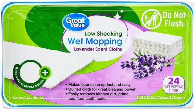 Main image of Great Value Low Streaking Wet Mopping Cloths, Lavender, 24Count