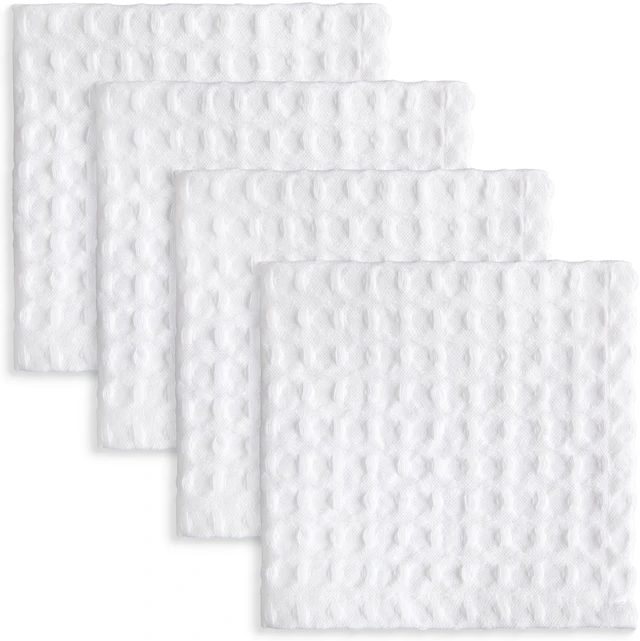 Main image of Mainstays 4 Pack Recycled Cotton Waffle Weave Dishcloths, 12in x 12in, White