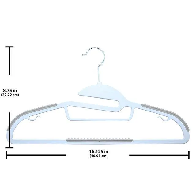 Alt view image 5 of 5 - Mainstays Easy Slip Plastic Clothes Hangers, Non-Slip, 10 Count, White/Grey Pumice