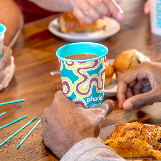 Alt view image 4 of 7 - Phade 12 oz Compostable Paper Hot Cups with Lids, 20 Count, Squiggle Design