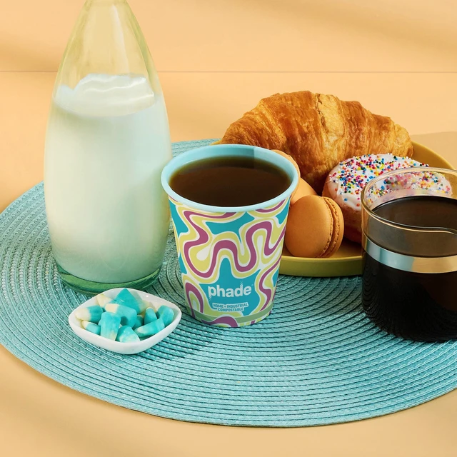 Alt view image 7 of 7 - Phade 12 oz Compostable Paper Hot Cups with Lids, 20 Count, Squiggle Design