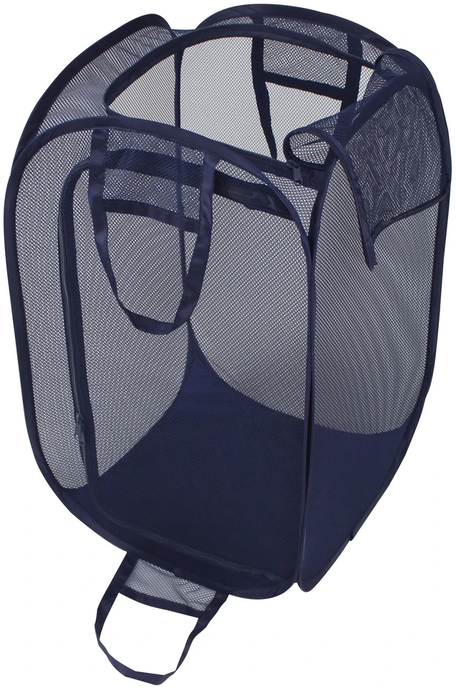 Main image of Mainstays Blue Two-Way Pop-Up Mesh Laundry Hamper with Heavy Duty Handles