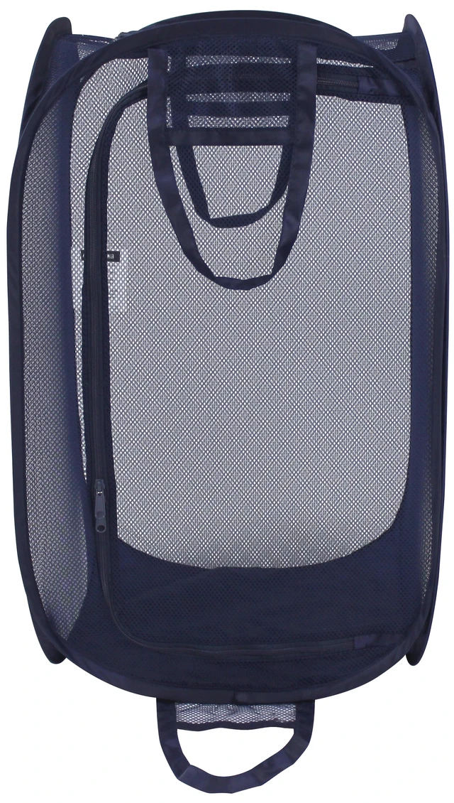 Alt view image 2 of 6 - Mainstays Blue Two-Way Pop-Up Mesh Laundry Hamper with Heavy Duty Handles