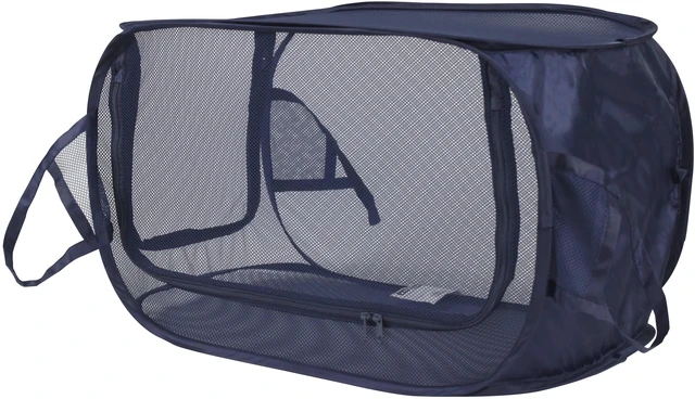Alt view image 6 of 6 - Mainstays Blue Two-Way Pop-Up Mesh Laundry Hamper with Heavy Duty Handles