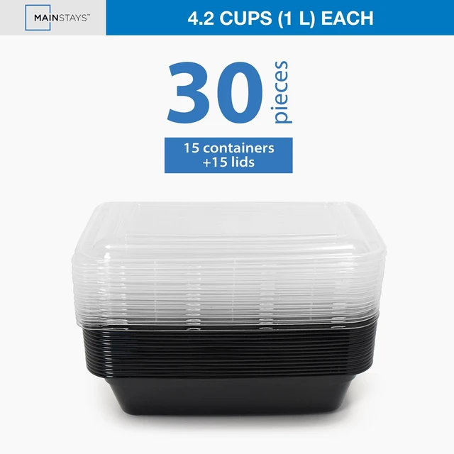 Main image of Mainstays 30-Piece Meal Prep Containers with Lids, BPA-Free, Microwave and Dishwasher Safe