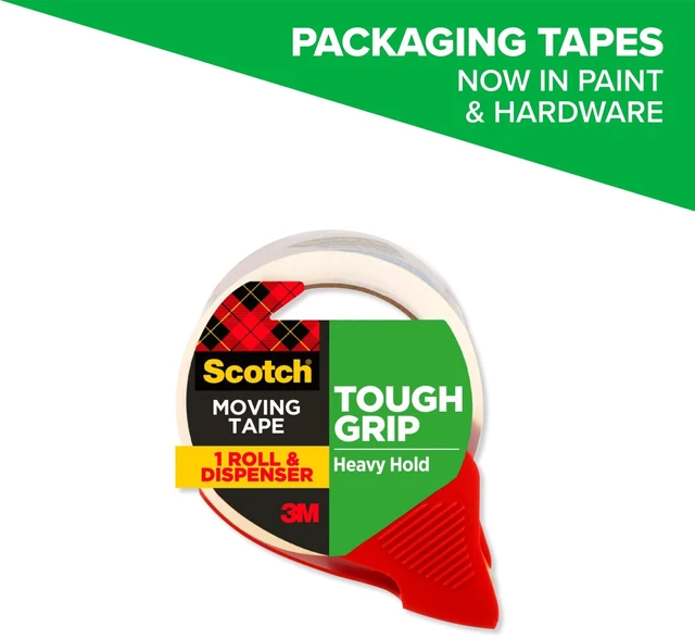 Main image of Scotch Tough Grip Packaging Tape Dispenser, 1.88in x 65.6yds, Clear, 1 Dispenser