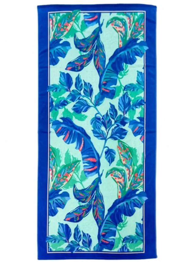 Main image of Mainstays Oversized Cotton Blend Beach Towel, 36 x 72 in, Tropical Foliage