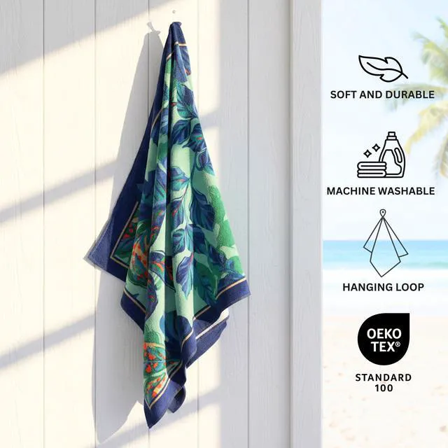 Alt view image 3 of 5 - Mainstays Oversized Cotton Blend Beach Towel, 36 x 72 in, Tropical Foliage