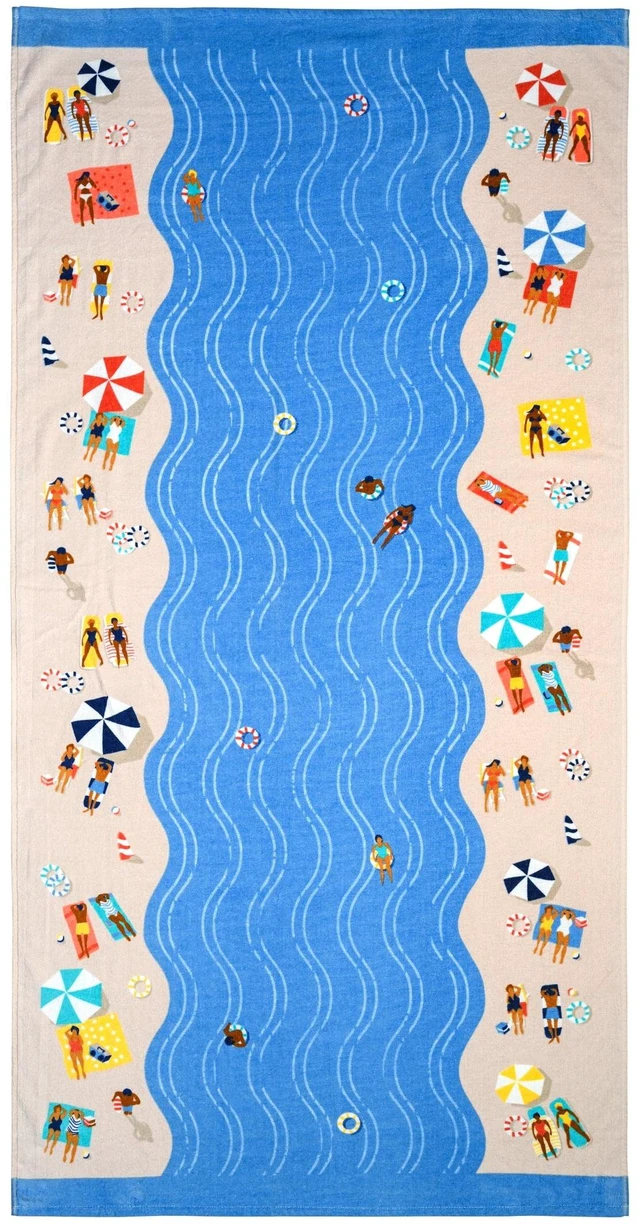 Main image of Mainstays Cotton-Blend Beach Towel, 36in x 72in, Multicolor