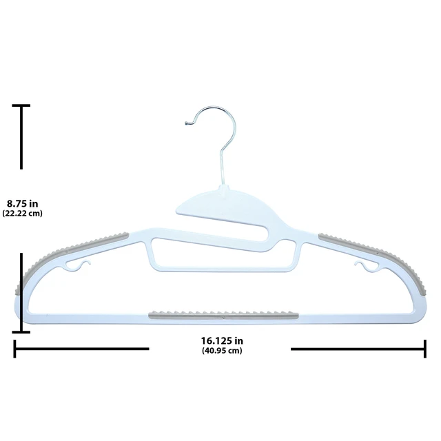 Alt view image 3 of 5 - Mainstays Plastic Clothes Hangers 10 Pack, Easy Slip Non-Slip, Arctic White/Grey Pumice