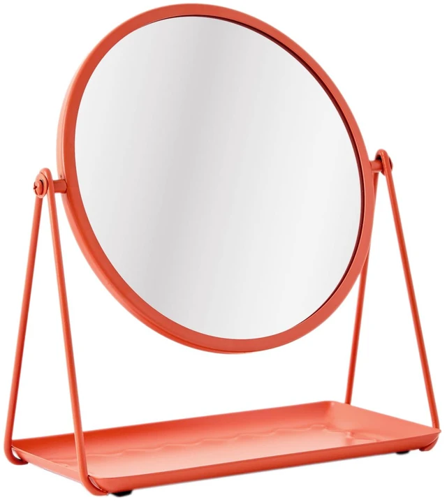 Main image of Mainstays by Becky G. & Alejandra Round Tabletop Vanity Mirror with Metal Tray, Coral