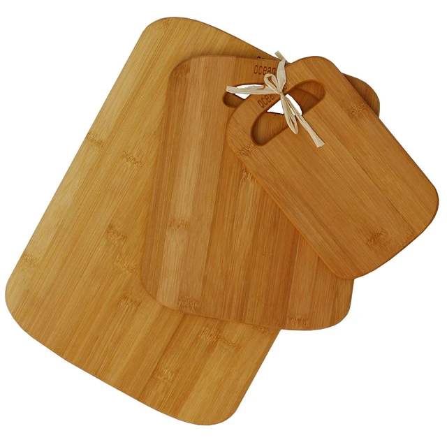 Alt view image 3 of 3 - Oceanstar 3-Piece Eco-Friendly Traditional Bamboo Cutting Board Set, Brown