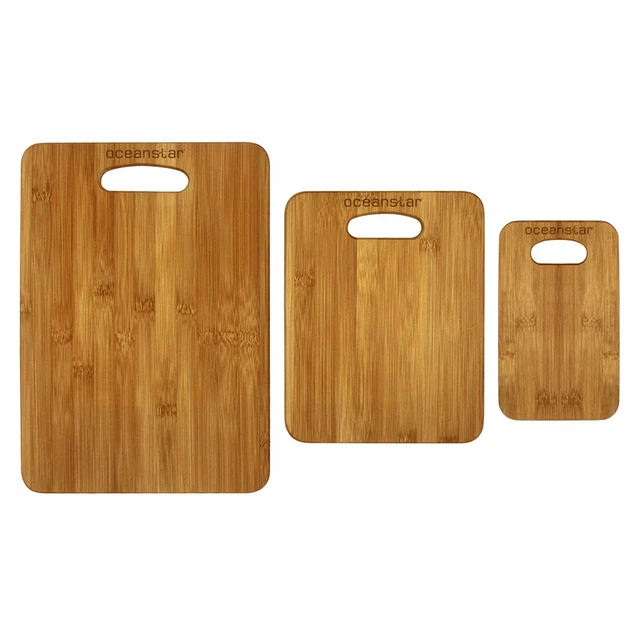 Alt view image 2 of 3 - Oceanstar 3-Piece Eco-Friendly Traditional Bamboo Cutting Board Set, Brown